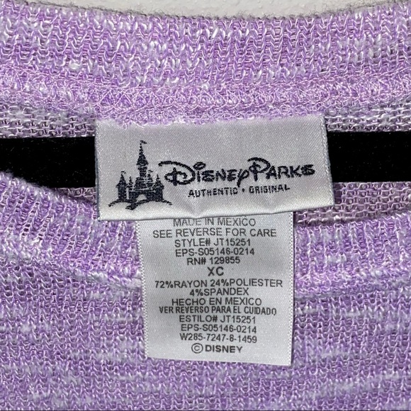 Disney Parks Minnie Mouse Sunglasses Heathered Purple Long Sleeve Knit Top XS - Picture 5 of 6